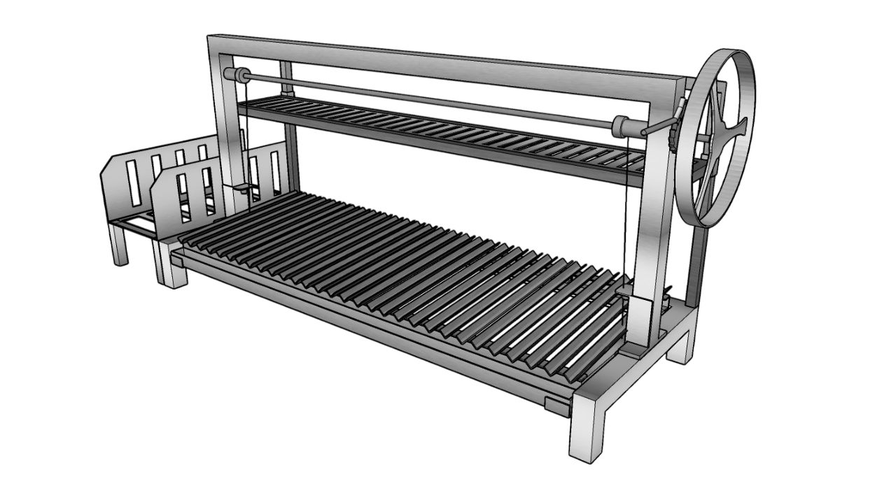 Fixed Ready-to-use Standard Grill Plus - Two-level Argentinian parrilla with V-grate + warming rack