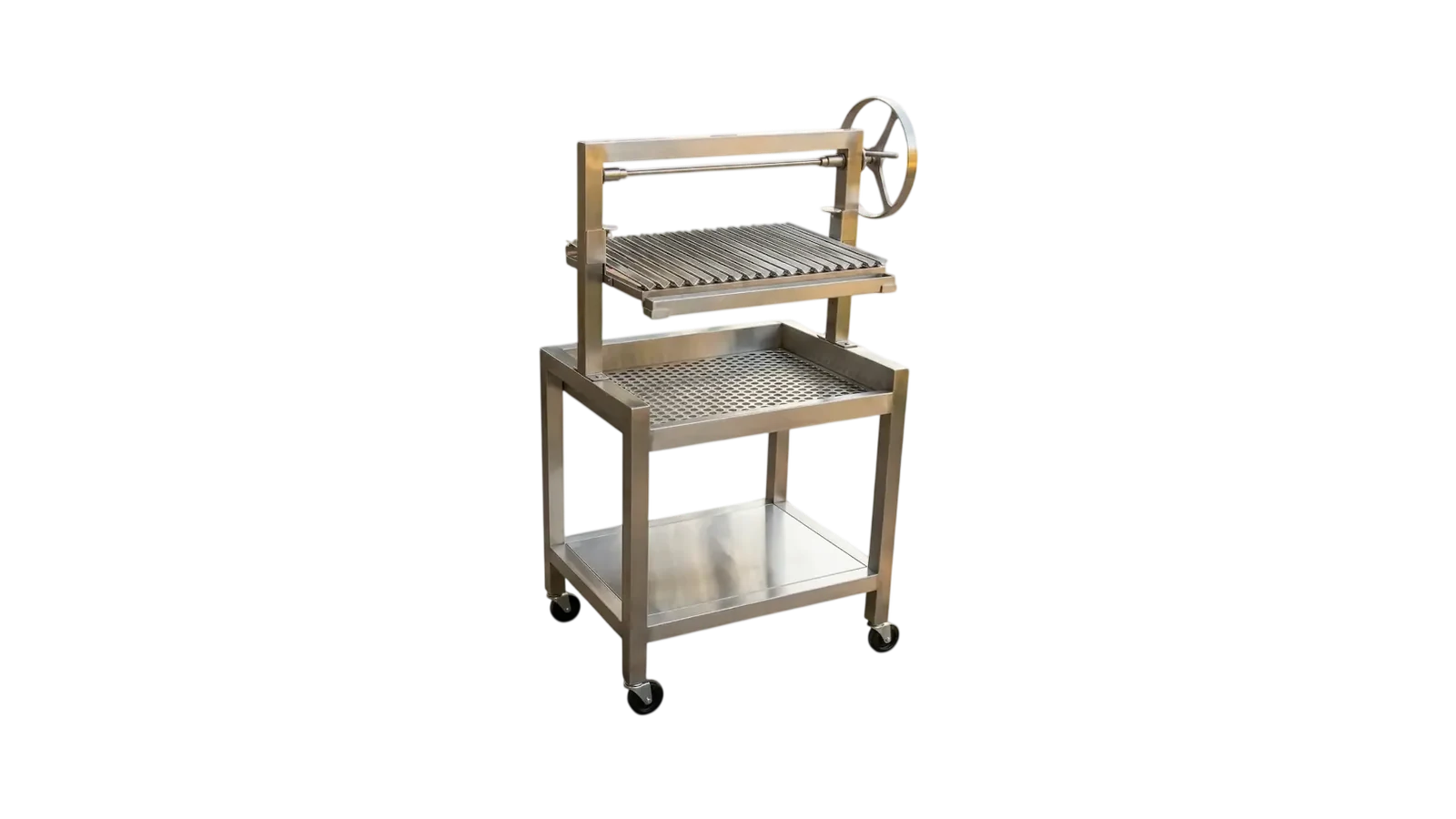 Asado Compact Mobile - Mobile stainless steel grill cart with dual-coal system